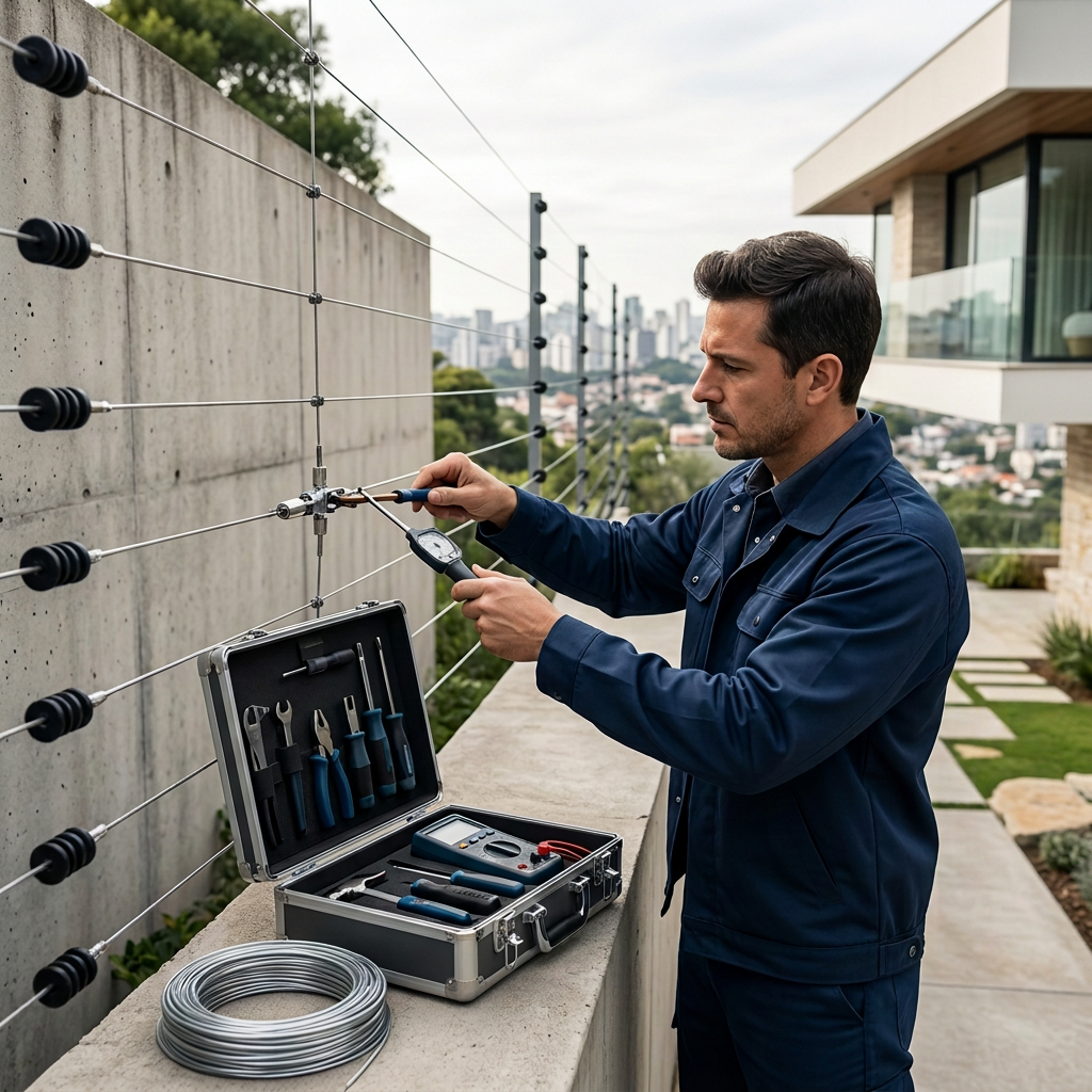 Um dono de casa verificando seus equipamentos elétricos para manutenção de rotina